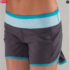 Lululemon Turbo Shorts with Liner, Grey and Blue, Size 8